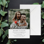 modern stylish text photo engagement party invitation<br><div class="desc">a simple script design and a personalised image. You can personalise the text,  image and colour detail on this engagement  party invite template.</div>