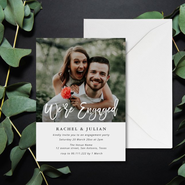 modern stylish text photo engagement party invitation (Creator Uploaded)