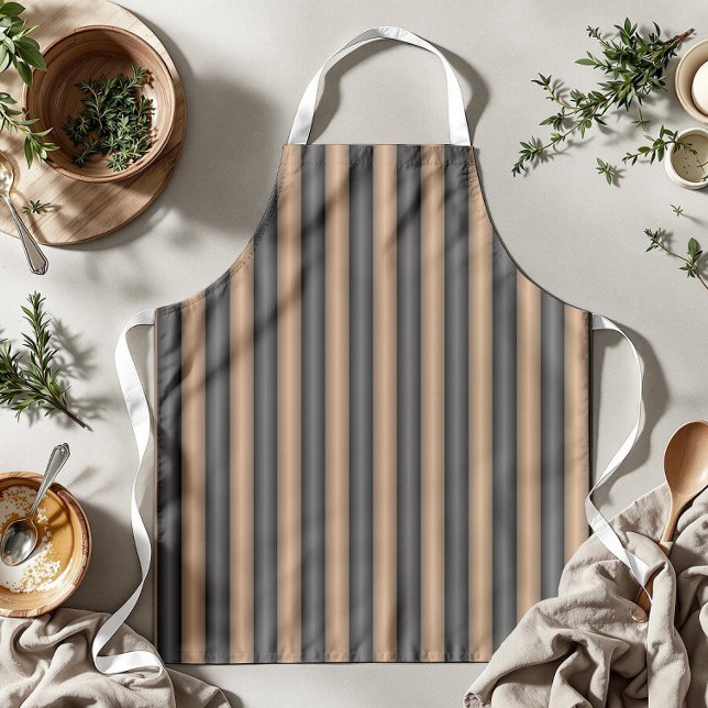 Modern Stylish Toasted Brown Stripes with Depth Apron (Creator Uploaded)