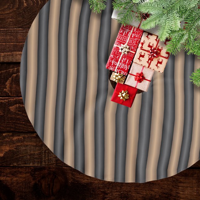 Modern Stylish Toasted Brown Stripes with Depth Brushed Polyester Tree Skirt (Creator Uploaded)