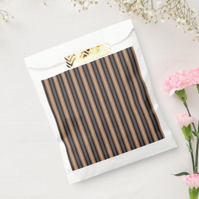Modern Stylish Toasted Brown Stripes with Depth Favour Bags (Sealed)
