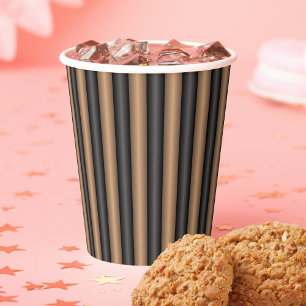 Modern Stylish Toasted Brown Stripes with Depth Paper Cups