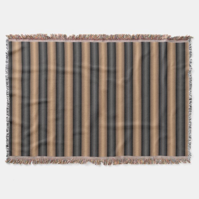 Modern Stylish Toasted Brown Stripes with Depth Throw Blanket (Front)