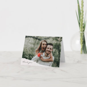 Modern Stylish Torn Paper Wedding Custom Photo Thank You Card