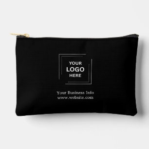 Modern Stylish Trendy Black Custom Business Logo Accessory Pouch