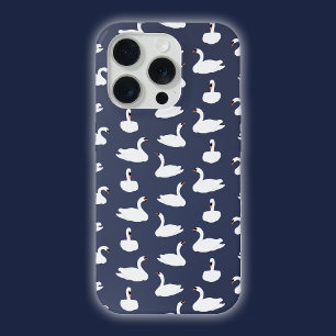 Modern Stylish Trendy Blue Swan Pattern Phone Case