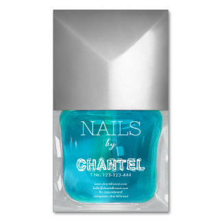 Modern stylish trendy neon blue nail polish chic 	Magnetic business card