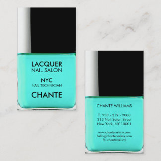 Modern stylish trendy turquoise nail polish chic business card