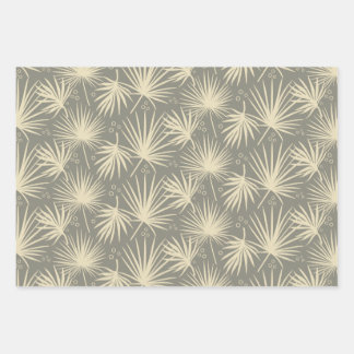 Modern Stylish Tropical Palm Leaf Gray Blue Rose Wrapping Paper Sheet