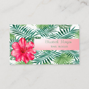 Modern Stylish,Tropical Palm Leaves,Hibiskus Business Card