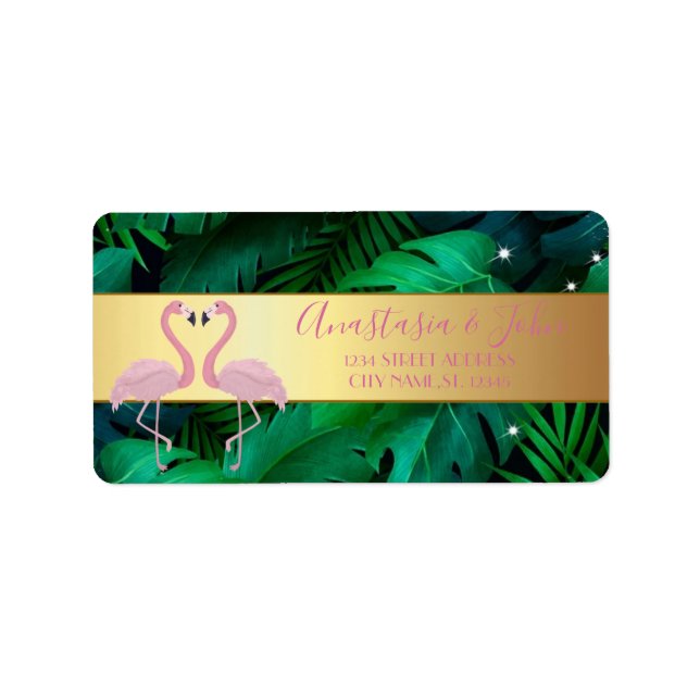 Modern Stylish,Tropical Palm Leaves,Pink    Label (Front)
