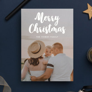 Modern Stylish Typography Merry Christmas Photo Holiday Card