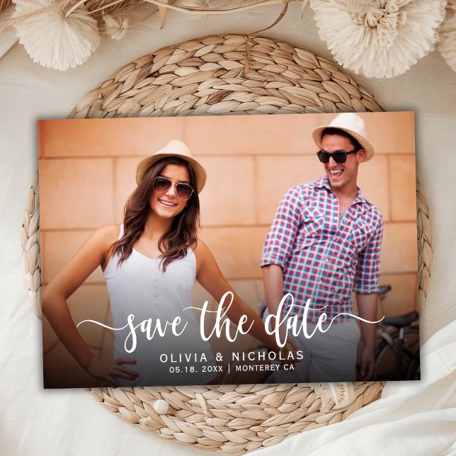 Modern Stylish Typography Script One Photo Wedding Save The Date (Creator Uploaded)