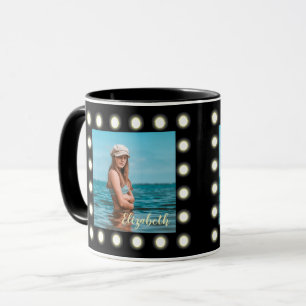 Modern Stylish Unique Black Square Photo Frame Mug
