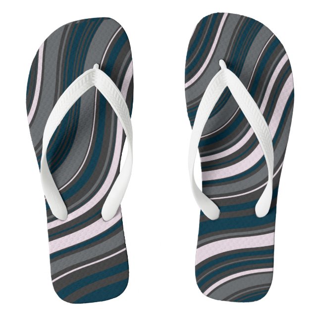  Modern Stylish Unsex Rustic Blue &Grey  Flip Flops (Footbed)