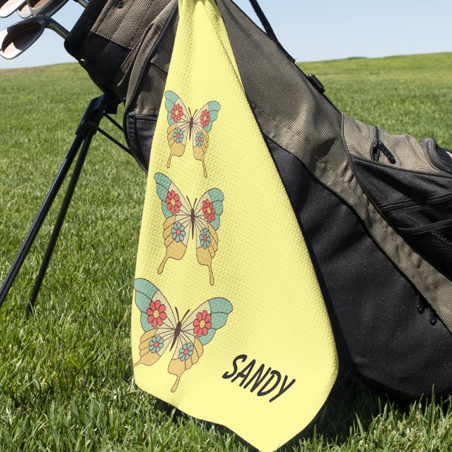 Modern Stylish Vintage Butterflies Golf Towel (Creator Uploaded)