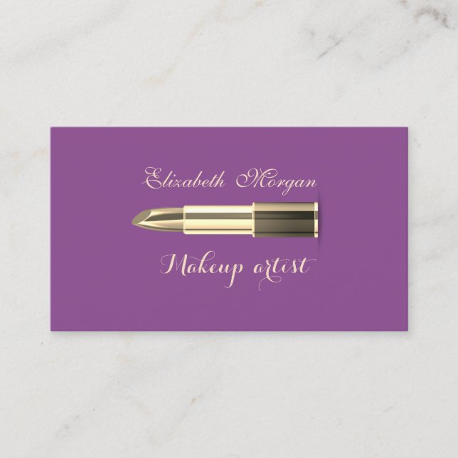 Modern Stylish Violet   -Makeup-Lipstick Business Card (Front)