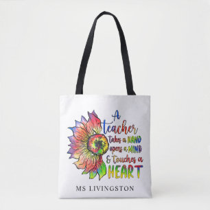 Modern Stylish Watercolor Personalised Teacher Tote Bag