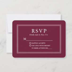 Modern Stylish Wedding Burgundy RSVP Card