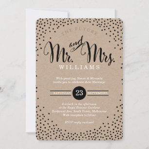 MODERN STYLISH WEDDING mini black confetti kraft Invitation