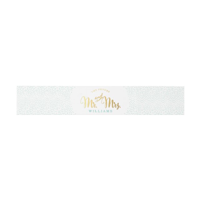 MODERN STYLISH WEDDING mini gold confetti mint Invitation Belly Band (Flat)