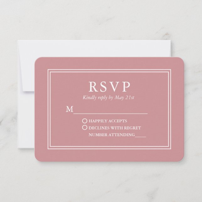Modern Stylish Wedding Rose Gold RSVP Card (Front)