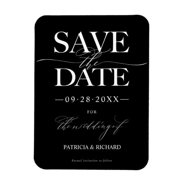 Modern Stylish Wedding Save The Date Non Photo Magnet (Vertical)