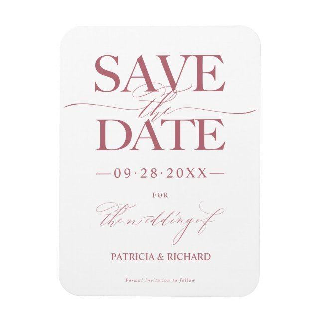 Modern Stylish Wedding Save The Date Non Photo Magnet (Vertical)