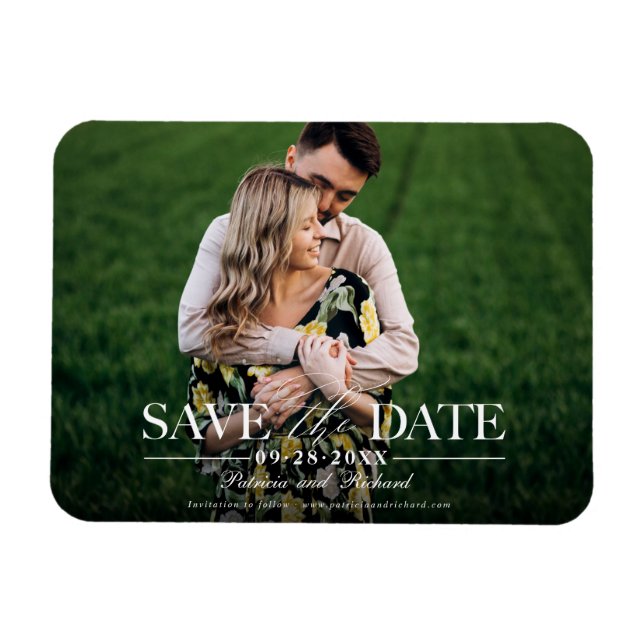 Modern Stylish Wedding Save The  Date Photo Magnet (Horizontal)