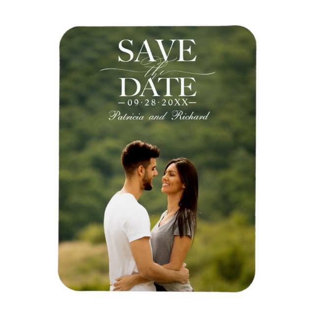 Modern Stylish Wedding Save The Date Photo Magnet (Vertical)