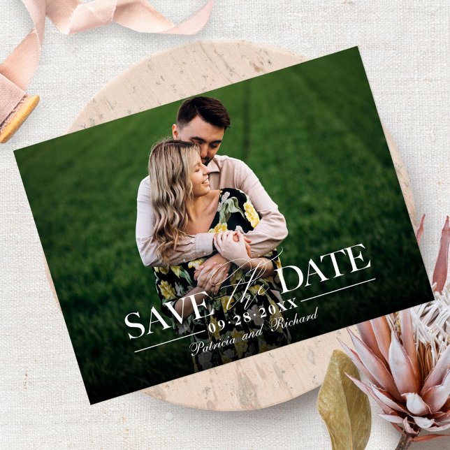 Modern Stylish Wedding Save The  Date Photo Postcard (Creator Uploaded)