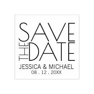 Modern Stylish Wedding Save the Date Rubber Stamp