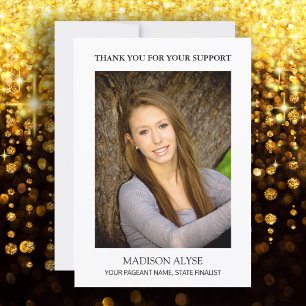 Modern Stylish White Pageant Thank You Photo Card