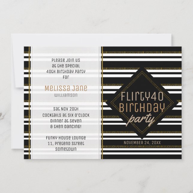 Modern Stylish Woman 40th Birthday Party Invites (Front)