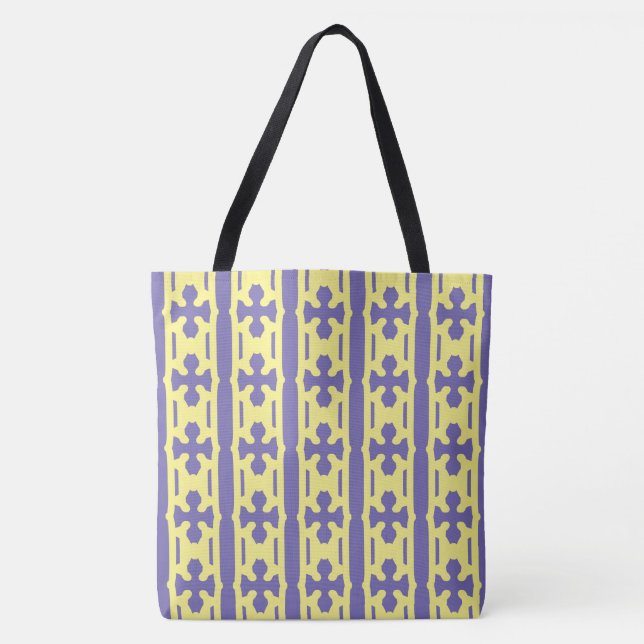 Modern Stylish Yellow & Blue Pattern Tote Bag (Front)