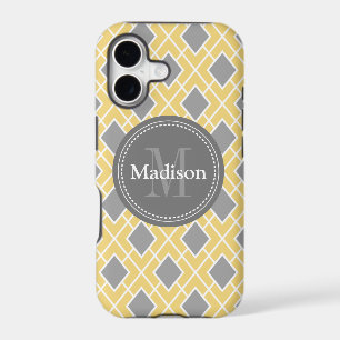 Modern Stylish Yellow Grey Diamond Pattern