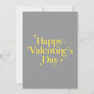 Modern Stylish Yellow Grey Happy Valentines Day Holiday Card