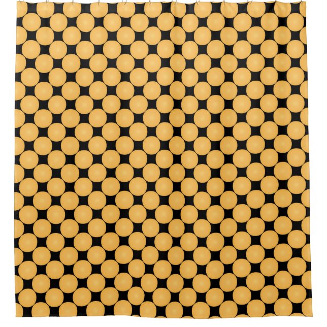 Modern Stylish Yellow Polka Dot Shower Curtain (Front)