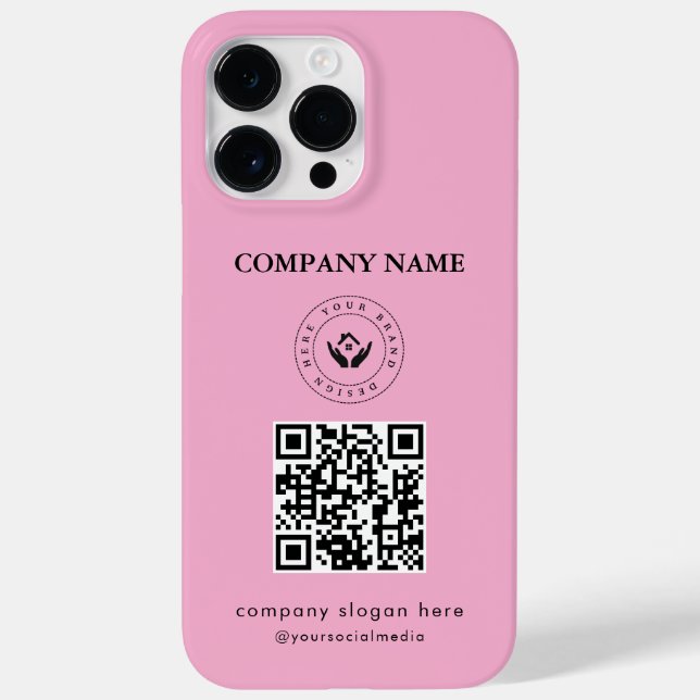 Modern stylist editable logo | qr code and text Case-Mate iPhone case (Back)