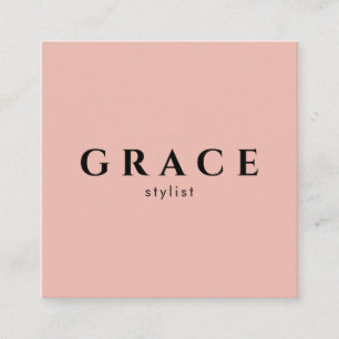 Modern stylist minimalist pink black designer square business card