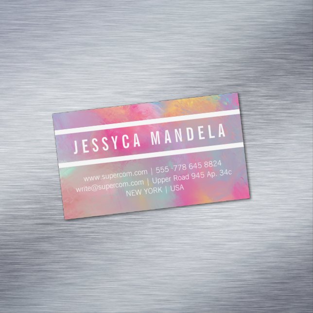 Modern Stylist pastel powder colours Magnetic Business Card (In Situ)
