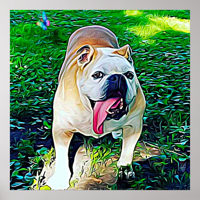 Modern stylized bulldog portrait poster (Front)