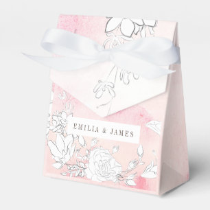 Modern Subtle Blush Floral Wedding Favour Box