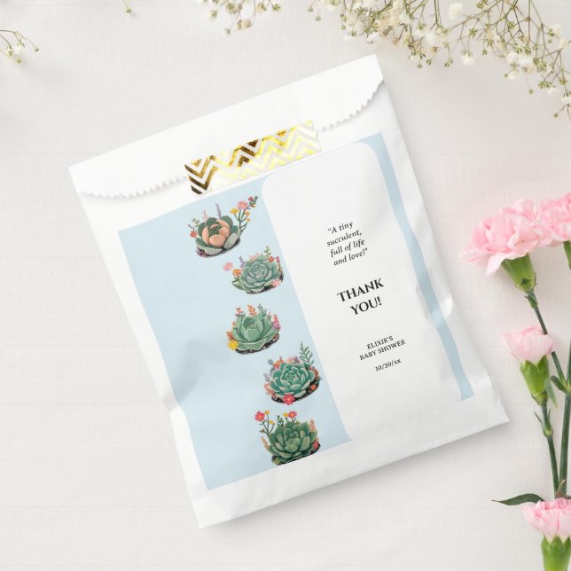 Modern Succulent Cactus Baby Shower Favour Bags (Sealed)