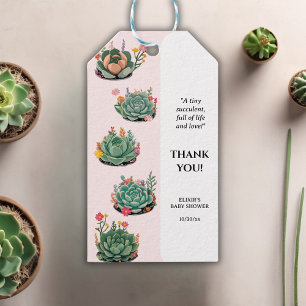 Modern Succulent Cactus Baby Shower Gift Tags