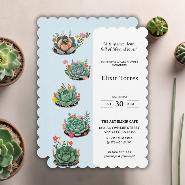 Modern Succulent Cactus Baby Shower Invitation (Creator Uploaded)