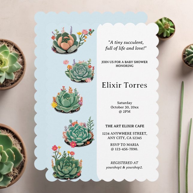 Modern Succulent Cactus Baby Shower Invitation (Creator Uploaded)