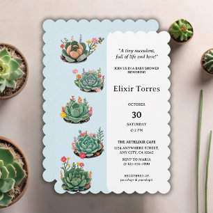 Modern Succulent Cactus Baby Shower Invitation