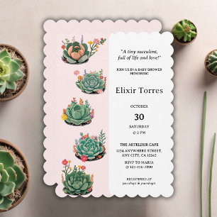 Modern Succulent Cactus Baby Shower Invitation