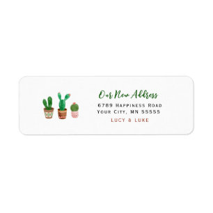 Modern Succulent Cactus New Address Return Address
